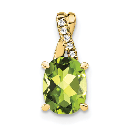 Lex & Lu 10k Yellow Gold Peridot and Diamond Pendant LAL2186 - Lex & Lu