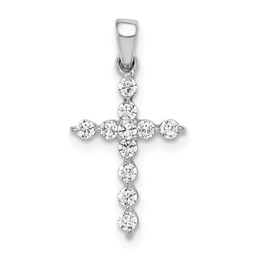 Lex & Lu 14k White Gold Lab Grown Diamond SI1/SI2, G H I, Cross Pendant LAL2372 - Lex & Lu