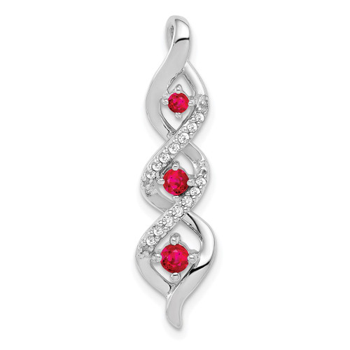 Lex & Lu 10k White Gold Diamond & .25 Ruby Twisted Chain Slide Pendant - Lex & Lu