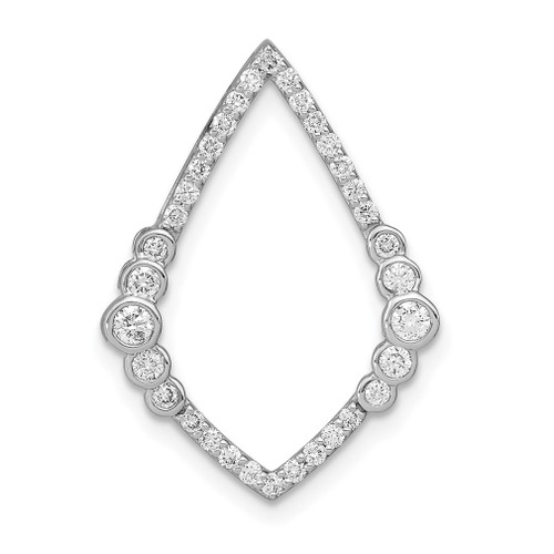 Lex & Lu 14k White Gold Polished Diamond Bezel Set Teardrop Chain Slide Pendant - Lex & Lu