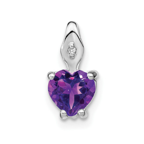 Lex & Lu 14k White Gold Amethyst and Diamond Pendant LAL2575 - Lex & Lu