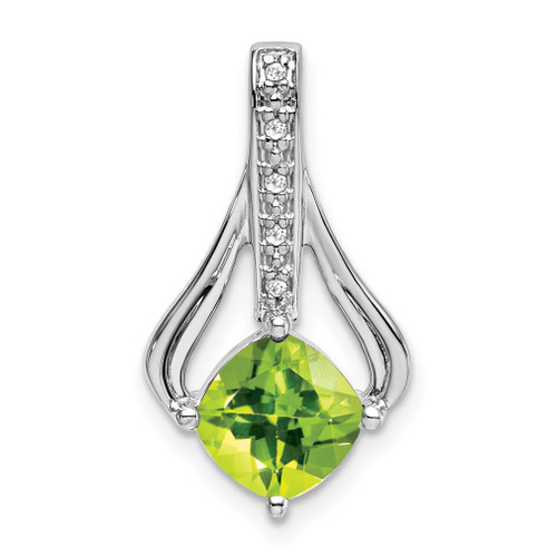 Lex & Lu 14k White Gold Peridot and Diamond Pendant LAL2722 - Lex & Lu