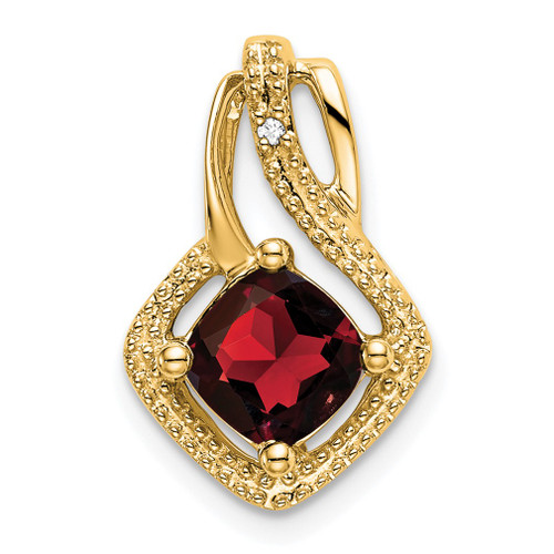 Lex & Lu 14k Yellow Gold Garnet and Diamond Pendant LAL2751 - Lex & Lu