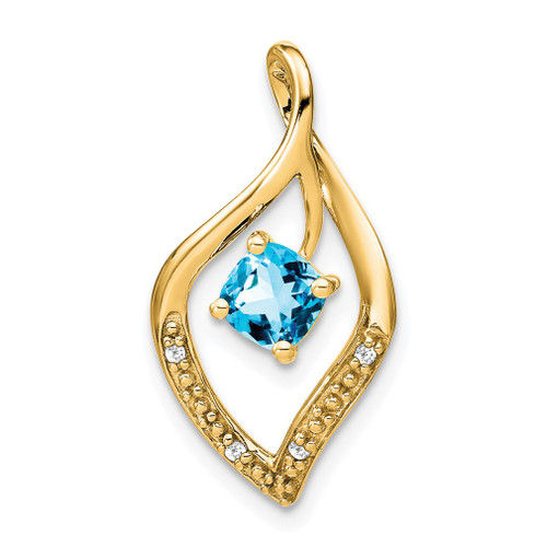 Lex & Lu 14k Yellow Gold Blue Topaz and Diamond Pendant LAL2757 - Lex & Lu