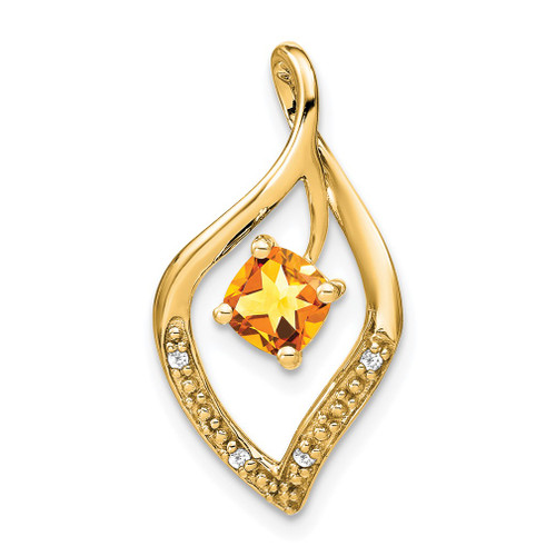 Lex & Lu 14k Yellow Gold Citrine and Diamond Pendant LAL2759 - Lex & Lu