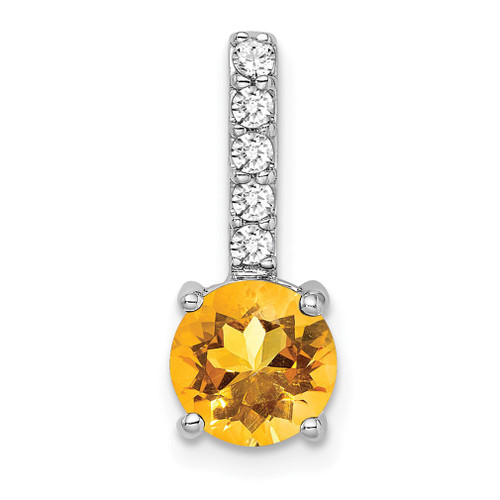 Lex & Lu 14k White Gold Citrine and Diamond Pendant LAL2766 - Lex & Lu