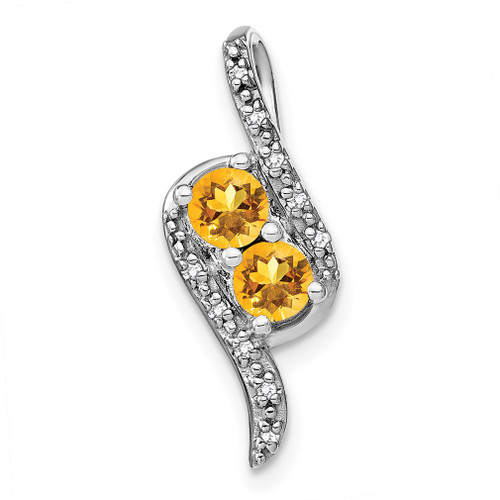 Lex & Lu 14k White Gold Citrine and Diamond Pendant LAL2799 - Lex & Lu