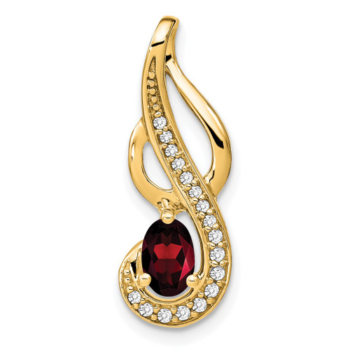 Lex & Lu 14k Yellow Gold Garnet and Diamond Pendant LAL2811 - Lex & Lu