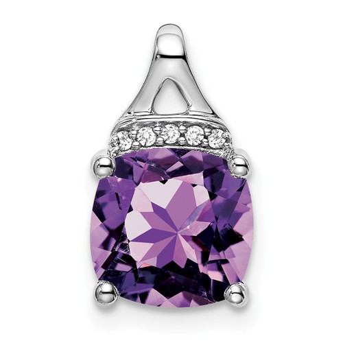 Lex & Lu 14k White Gold Amethyst and Diamond Pendant LAL2814 - Lex & Lu