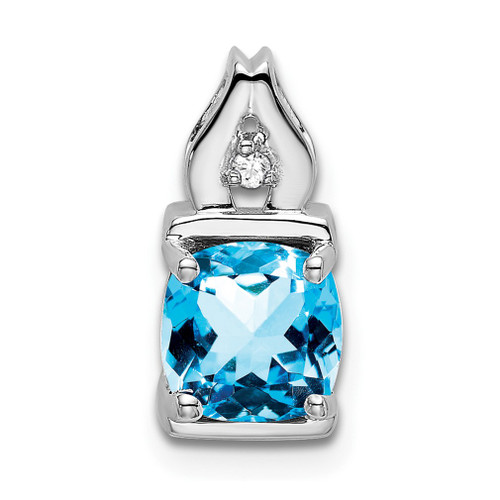 Lex & Lu 14k White Gold Blue Topaz and Diamond Pendant LAL2897 - Lex & Lu