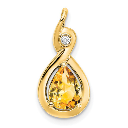 Lex & Lu 14k Yellow Gold Citrine and Diamond Pendant LAL2912 - Lex & Lu