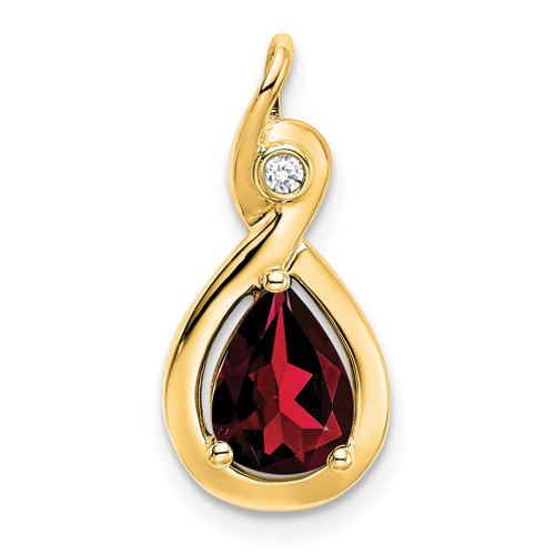 Lex & Lu 14k Yellow Gold Garnet and Diamond Pendant LAL2915 - Lex & Lu