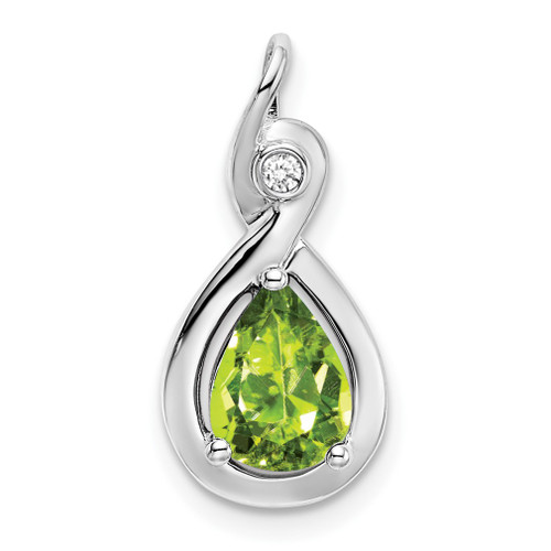 Lex & Lu 10k White Gold Peridot and Diamond Pendant LAL2916 - Lex & Lu