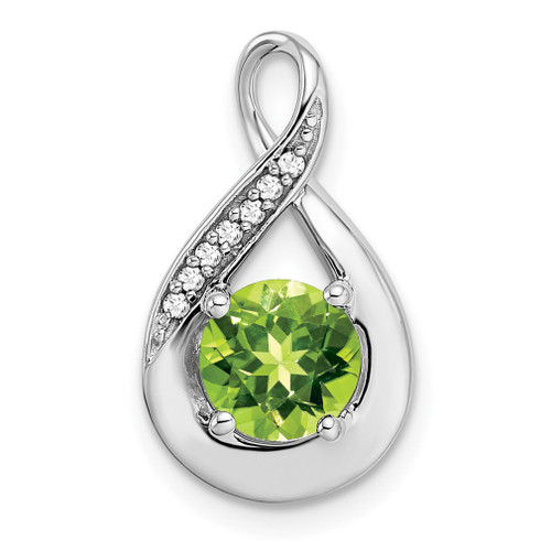 Lex & Lu 14k White Gold Peridot and Diamond Pendant LAL2929 - Lex & Lu