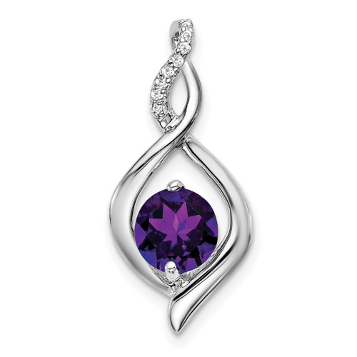 Lex & Lu 14k White Gold Amethyst and Diamond Pendant LAL2931 - Lex & Lu