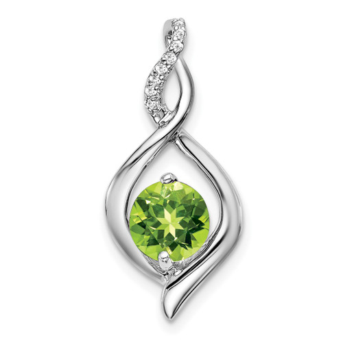 Lex & Lu 14k White Gold Peridot and Diamond Pendant LAL2936 - Lex & Lu