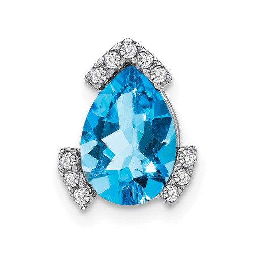 Lex & Lu 14k White Gold Pear Blue Topaz and Diamond Pendant LAL3117 - Lex & Lu