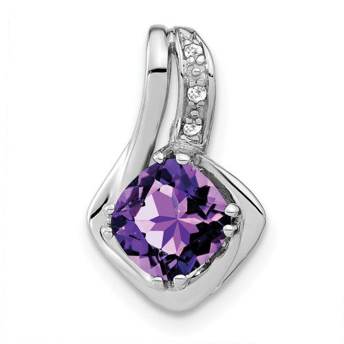 Lex & Lu 10k White Gold Amethyst and Diamond Pendant LAL3132 - Lex & Lu