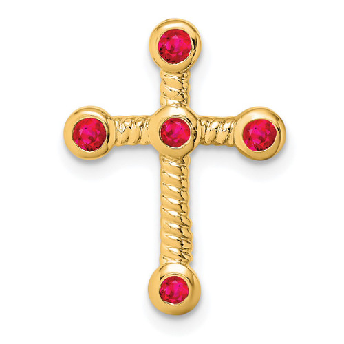 Lex & Lu 14k Yellow Gold Ruby Cross Pendant - Lex & Lu