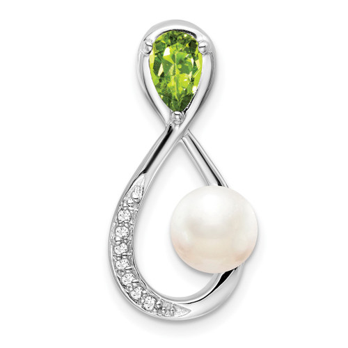 Lex & Lu 10k White Gold Peridot, Pearl and Diamond Pendant - Lex & Lu