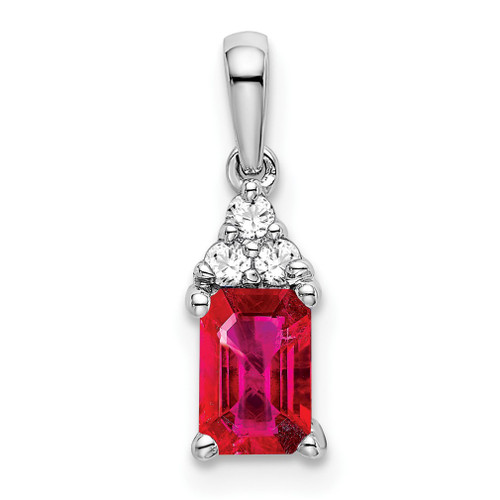 Lex & Lu 14k White Gold Ruby and Diamond Pendant LAL3294 - Lex & Lu