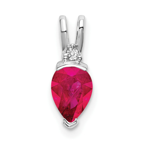 Lex & Lu 14k White Gold Ruby and Diamond Pendant LAL3308 - Lex & Lu