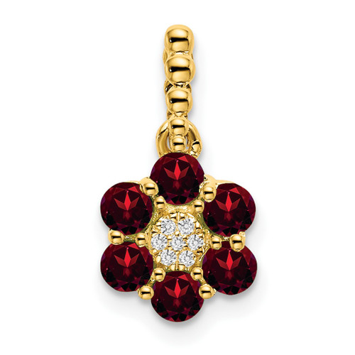 Lex & Lu 14k Yellow Gold Garnet and Diamond Pendant LAL3321 - Lex & Lu