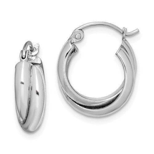 Lex & Lu Sterling Silver w/Rhodium Hoop Earrings LAL24496 - Lex & Lu