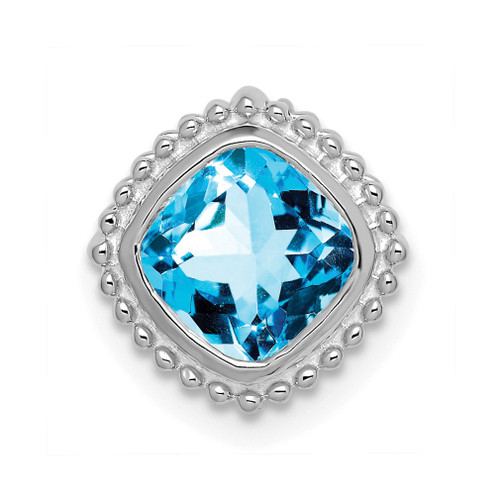 Lex & Lu 14k White Gold Cushion Blue Topaz Pendant LAL3357 - Lex & Lu