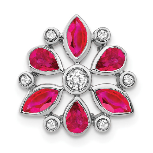 Lex & Lu 14k White Gold Ruby and Diamond Pendant LAL3465 - Lex & Lu