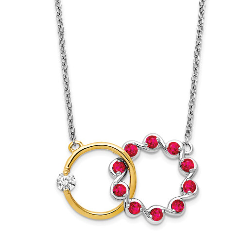 Lex & Lu 14k Two-tone Gold Ruby and Diamond Necklace - Lex & Lu