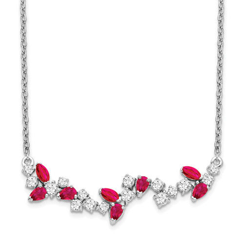 Lex & Lu 14k White Gold Ruby and Diamond Necklace LAL3488 - Lex & Lu