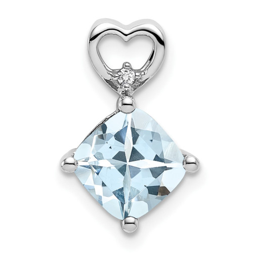 Lex & Lu 14k White Gold Aquamarine and Diamond Pendant LAL3534 - Lex & Lu