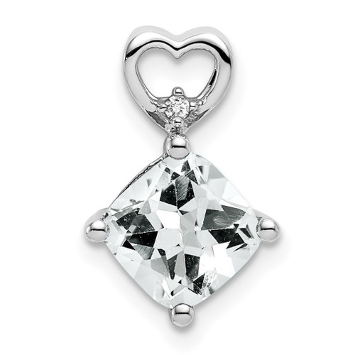 Lex & Lu 14k White Gold White Topaz and Diamond Pendant LAL3544 - Lex & Lu