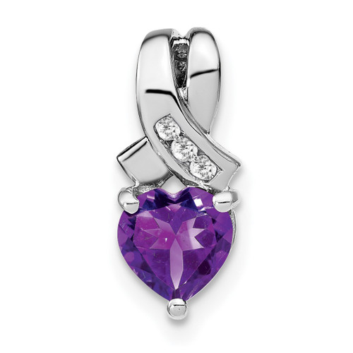 Lex & Lu Sterling Silver Amethyst and Diamond Pendant LAL3557 - Lex & Lu