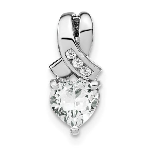 Lex & Lu Sterling Silver White Topaz and Diamond Pendant LAL3568 - Lex & Lu