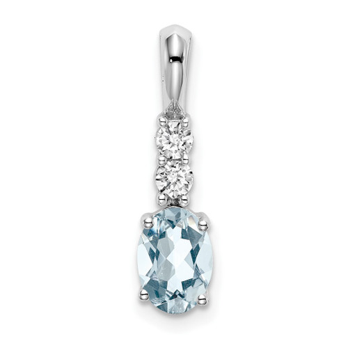 Lex & Lu 14k White Gold Aquamarine and Diamond Pendant LAL3570 - Lex & Lu