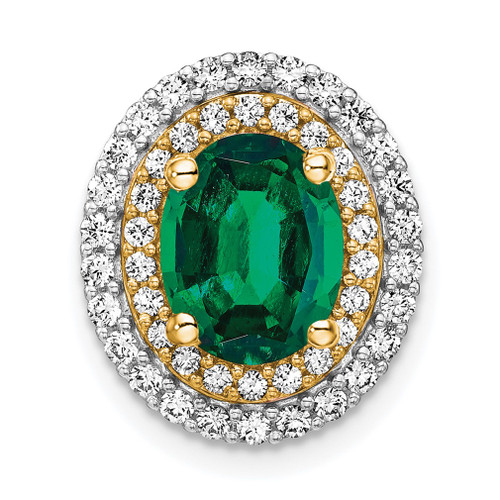 Lex & Lu 14k Two-tone Gold Lab Grown Diamond & Created Emerald Pendant LAL3654 - Lex & Lu