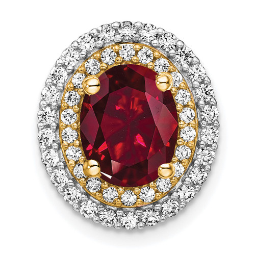 Lex & Lu 14k Two-tone Gold Lab Grown Diamond & Created Ruby Pendant LAL3656 - Lex & Lu