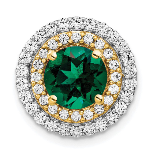 Lex & Lu 14k Two-tone Gold Lab Grown Diamond & Created Emerald Pendant LAL3669 - Lex & Lu