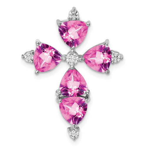 Lex & Lu 14k White Gold Lab Grown Diamond & Created Pink Sapphire Pendant LAL3688 - Lex & Lu
