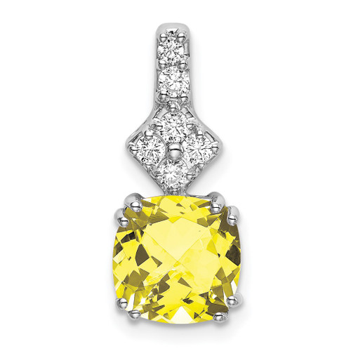 Lex & Lu 14k White Gold Lab Grown Diamond & Created Yellow Sapphire Pendant - Lex & Lu