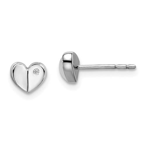 Lex & Lu Sterling Silver White Ice .015ct. Diamond Heart Earrings - Lex & Lu