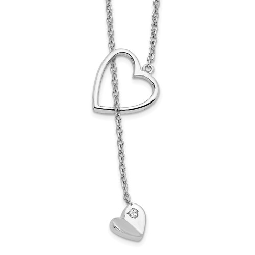 Lex & Lu Sterling Silver White Ice .01ct. Diamond Heart Necklace - Lex & Lu