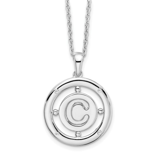 Lex & Lu Sterling Silver White Ice .025ct. Diamond Initial C Necklace - Lex & Lu