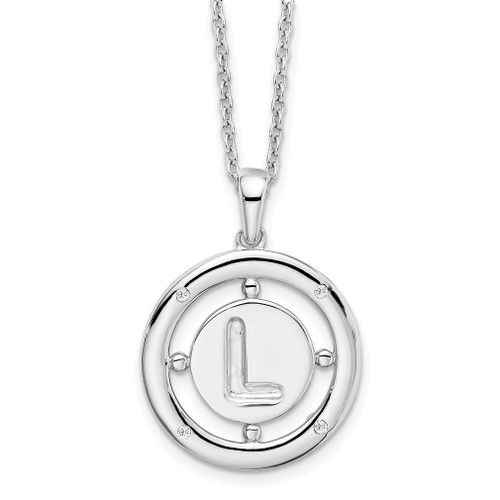 Lex & Lu Sterling Silver White Ice .025ct. Diamond Initial L Necklace - Lex & Lu
