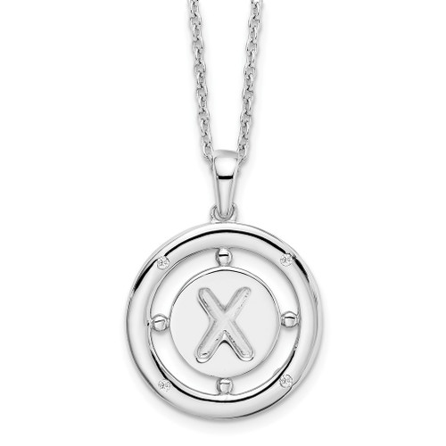 Lex & Lu Sterling Silver White Ice .025ct. Diamond Initial X