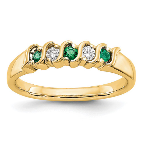 Lex & Lu 10k Yellow Gold Diamond w/Emerald Band Ring - Lex & Lu