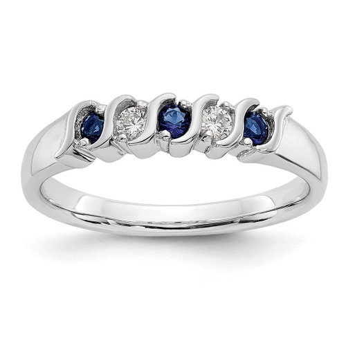 Lex & Lu 10k White Gold Diamond w/Sapphire Band Ring - Lex & Lu