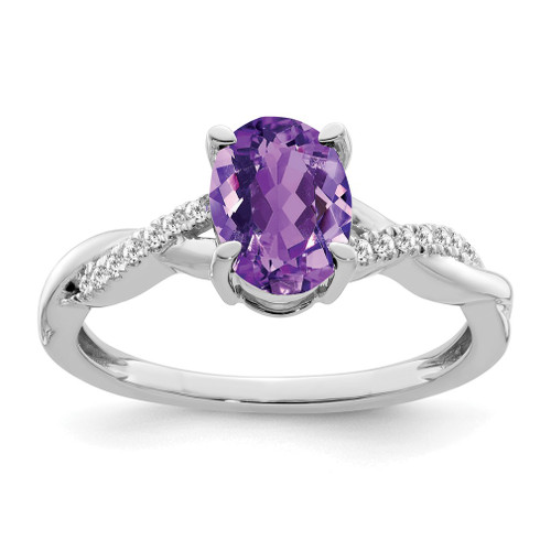 Lex & Lu 14k White Gold Amethyst and Diamond Ring LAL3814 - Lex & Lu